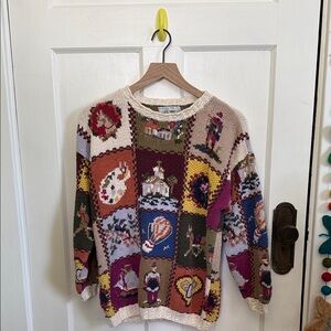 Vintage Colorful Patchwork Sweater